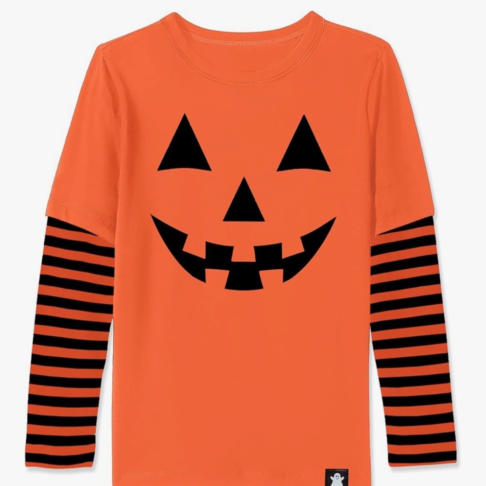 Orange Pumpkin Kids Shirt with Black Stripes